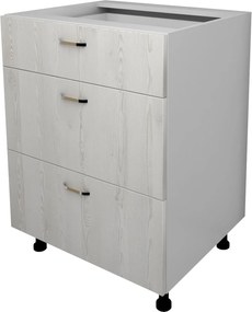 Corp Baza Lecce, 3 Sertare, Pin Alb/Alb, 60 x 50 x 80 cm