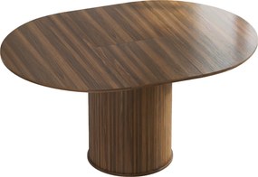 HOMCOM Masă Extensibilă pentru 6-8 Persoane, Rotundă/Ovală, cu Bază Tip Piedestal, din MDF și Oțel, Nuc Închis | Aosom Romania