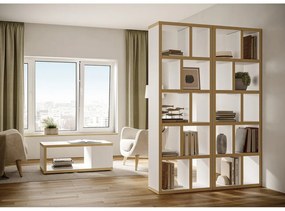 Bibliotecă TemaHome Berlin 570, decor lemn, detalii albe