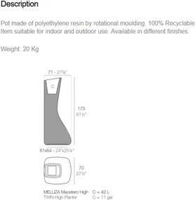 Ghiveci plante / Jardiniera de flori exterior / interior design modern premium MOMA MELLIZAS HIGH 45002R Vondom