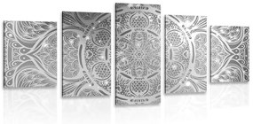 Tablou 5-piese Mandala indiană cu un fundal galactic în design alb-negru