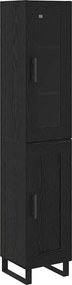 vidaXL Bufet Stejar Negru 34,5 x 34 x 180 cm Lemn compozit
