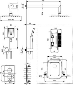 Therm Set de duș cu montare îngropată, cu BOX cu termostat BXYZ0ECT
