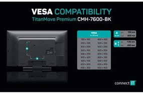 Suport de perete pentru televizor CONNECT IT CMH-7600-BK 32-70” negru