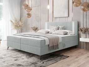Pat matrimonial 140 cm Hebara 2 (Verde) (cu somieră și saltea) (cu sp. depozitare) (cu iluminat LED). Promo -17%. 1104136