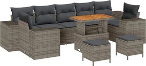 vidaXL Set de canapele pentru grădină cu pernă cu pernă 10 pcs Gri