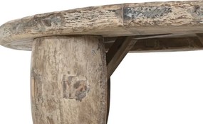 Măsuță de cafea rotundă din lemn de tec, natur, cu picioare masive și aspect rustic, finisaj natural, 40 x 125 cm, „Sido” – Ethnic Collections
