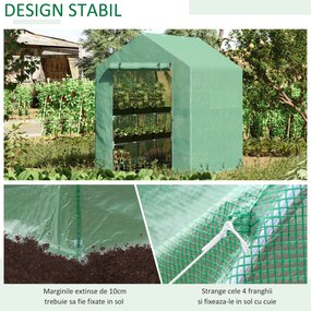 Outsunny Sera de Gradina cu 2 Rafturi pentru plante, legume, fructe din PE si Otel, 214x143x195cm - Verde | Aosom Ro