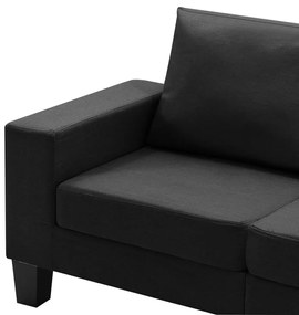 Canapea cu 3 locuri, negru, material textil Negru, Canapea cu 3 locuri