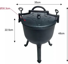 Vas de gatit din fonta Kinghoff KH 2233, Vânătoare, 10 litri, Negru