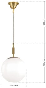 Lustra, Pendul realizat manual ARTDESIGN 25cm, alama mat/ alb opac