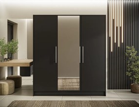 Dulap cu 3 usi si oglinda Alarica 180x60x200 cm – Negru