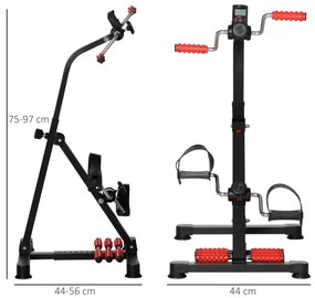 HOMCOM Bicicleta de antrenament portabila reglabila pe inaltime cu afisaj LCD si role pentru masaj la picioare pentru varstnici, Batrani | AOSOM RO