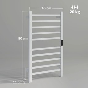 HOMCOM Uscător de Prosoape Electric cu 10 Bare, Timer, Afișaj LCD și Temperatură Reglabilă, 45x11x80 cm, Alb | Aosom Romania