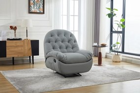 Fotoliu Recliner, suport picioare extensibil, Piele Ecologica, Gri