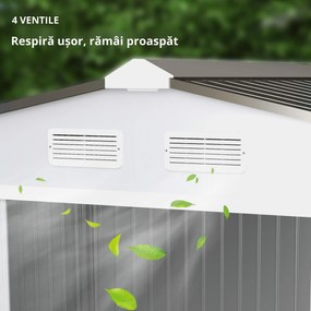 Outsunny Magazie Grădină cu Uși Glisante Duble, Sopron din Oțel și PP, Dimensiune Mare, Argintiu | Aosom Romania