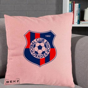 Perna Personalizata FC Bihor Oradea 1902 Fotbal, 40x40 cm, Roz, Husa Detasabila, Perna Inclusa, BEKZ®