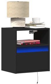 vidaXL Noptiere montate pe perete cu lumini LED, 2 buc., negru
