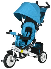 HOMCOM Triciclu pentru copii, Bicicleta pentru copii, Cos pe spate, Suport pentru pahar, Parasolar, Metal, Albastru | Aosom Romania