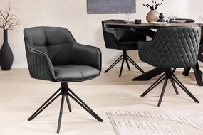 Set 2 scaune Pivotante, Piele Naturala Neagra, Euphoria