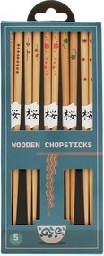 Set de bețe chinezești în culoare naturală din lemn 5 buc. Delicate – Rex London