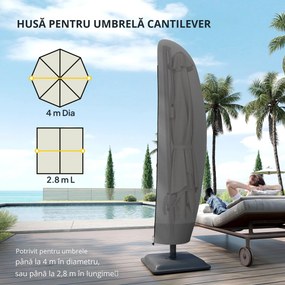 Outsunny Husă pentru Umbrelă 3x3 m Impermeabilă, Protecție cu Fermoar și Șnur, Negru | Aosom Romania