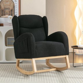Scaun balansoar modern cu husă din material Teddy, Negru | Aosom Romania