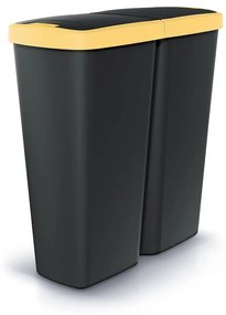Coș de gunoi DUO negru, 50 l, galben/negru