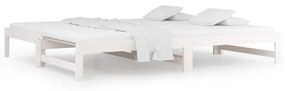 832644 vidaXL Pat de zi extensibil, alb, 2x(90x200) cm, lemn masiv de pin