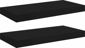 vidaXL Rafturi de perete suspendate, 2 buc., negru, 50x23x3,8 cm, MDF