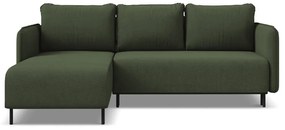 Colțar verde extensibil/cu spațiu de depozitare (cu colț pe partea stângă) Luana – Makamii