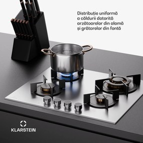 Klarstein Goldflame 4 plită pe gaz independentă 4 arzătoare gaz natural/propan inox