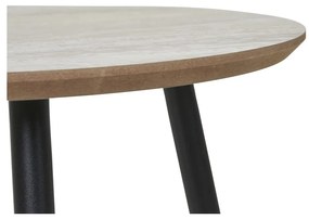 Aalst masă mică, efect travertin, picioare negre 40x40 cm