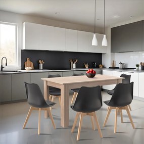 Set de masă Zara 6+1 negru-stejar Sonoma