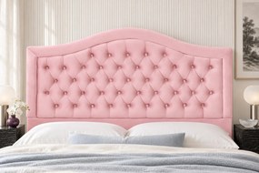 Pat tapițat din catifea Solaria 140×200 cm, roz, cu ladă de depozitare