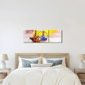 Tablou - Pictură barcă (cu ceas) (90x30 cm)
