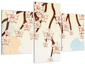 Tablou - Flori colorate pe ramuri (90x60 cm)