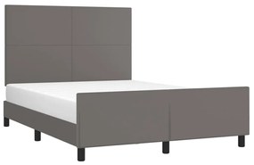 Cadru de pat cu tablie, gri, 140x190 cm, piele ecologica Gri, 140 x 190 cm, Design simplu