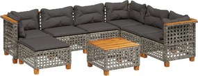 vidaXL Set canapele de grădină cu perne, 8 piese, gri, poliratan