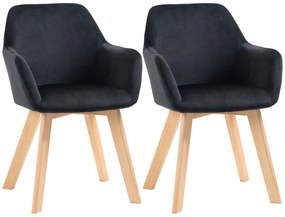 HOMCOM Scaune de Masă, Set de 2, Design Modern, Design de Catifea, Lemn de Cauțiuc, 54x57x80 cm, Negru | Aosom Romania