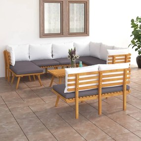 3087018 vidaXL Set mobilier de grădină cu perne, 9 piese, lemn masiv de acacia