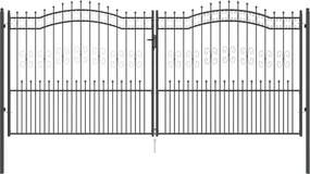 vidaXL Poartă din Gard cu Vârf de Lancă Gri 404 x 175 cm Oțel