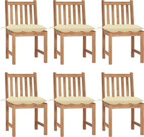 vidaXL Scaune de grădină cu perne, 6 buc, lemn masiv de tec