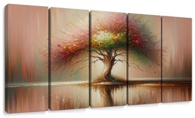 Tablou 5-piese arborele vieții cu reflecție
