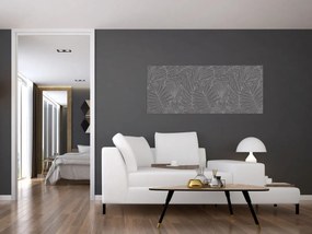 Tablou - Frunze de palmier gri (120x50 cm)