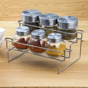 Set recipiente condimente, 7 piese, suport inox, Spice