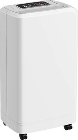 HOMCOM Dezumidificator de 12L cu Rezervor de Apă, Temporizator 24H și Afișaj Digital al Umidității, 28x18x50,6 cm, Alb | Aosom Romania