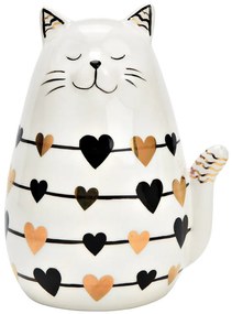 Pisica din ceramica cu inimioare LOVELY CAT 13 cm alba