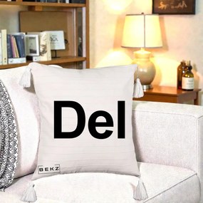 Perna Personalizata Tasta Del Tipografie Bold, 40x40 cm, Bej cu Franjuri, Husa Detasabila, Perna Inclusa, BEKZ®