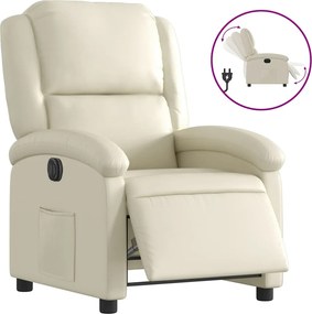 vidaXL Fotoliu rabatabil electric, crem, piele ecologică